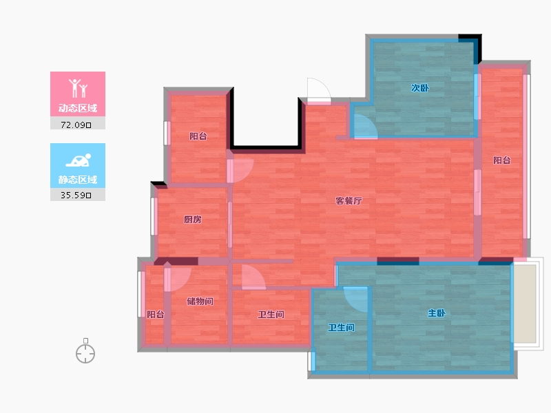 浙江省-杭州市-时代公馆-96.25-户型库-动静分区