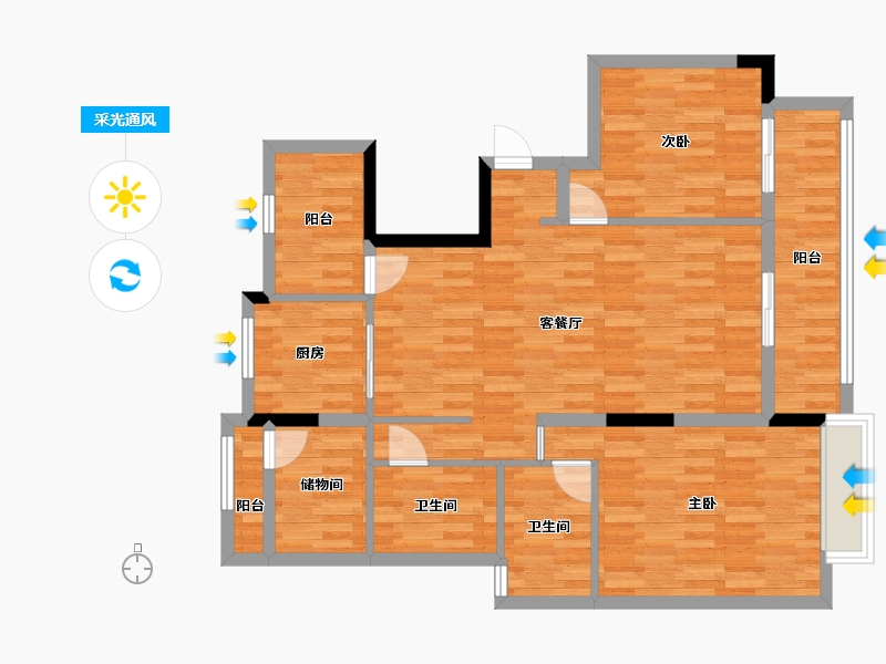 浙江省-杭州市-时代公馆-96.25-户型库-采光通风