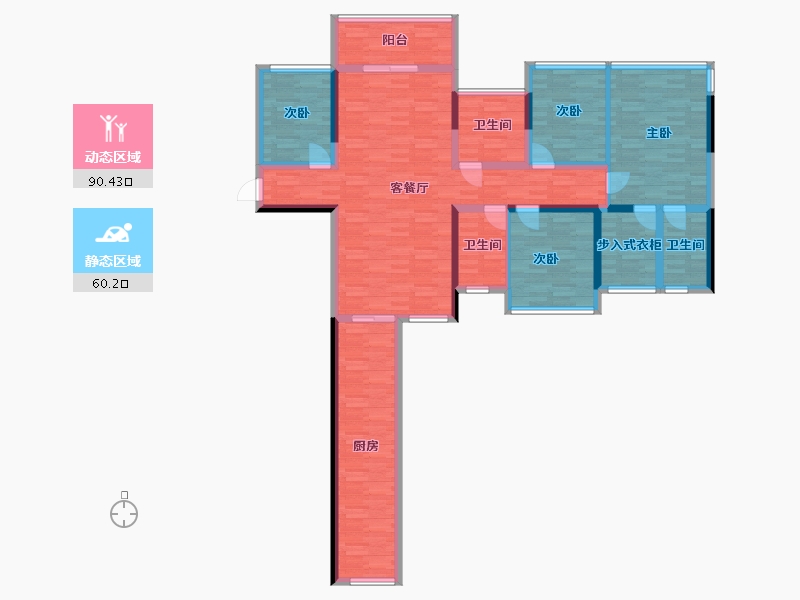 广西壮族自治区-南宁市-西建・冠城世家-133.92-户型库-动静分区