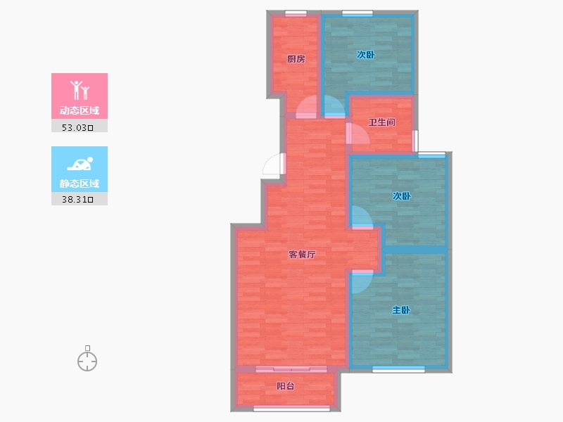 河北省-唐山市-京华嘉苑-80.85-户型库-动静分区