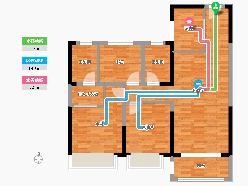 江苏省-无锡市-绿地天空树-74.81-户型库-动静线