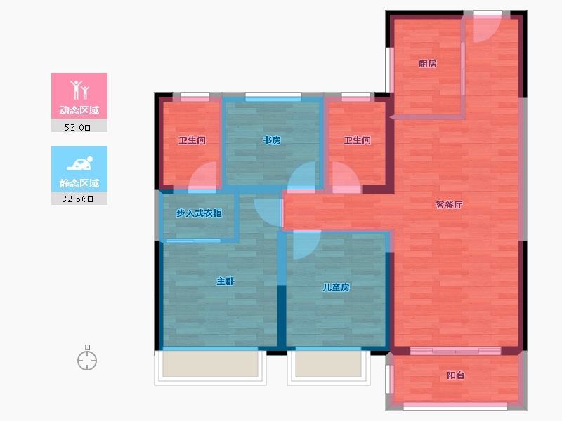 江苏省-无锡市-绿地天空树-74.81-户型库-动静分区