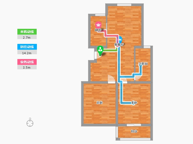 浙江省-嘉兴市-赞成·清华府邸-74.43-户型库-动静线