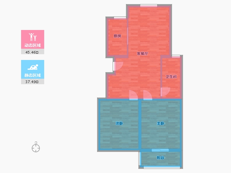 浙江省-嘉兴市-赞成·清华府邸-74.43-户型库-动静分区