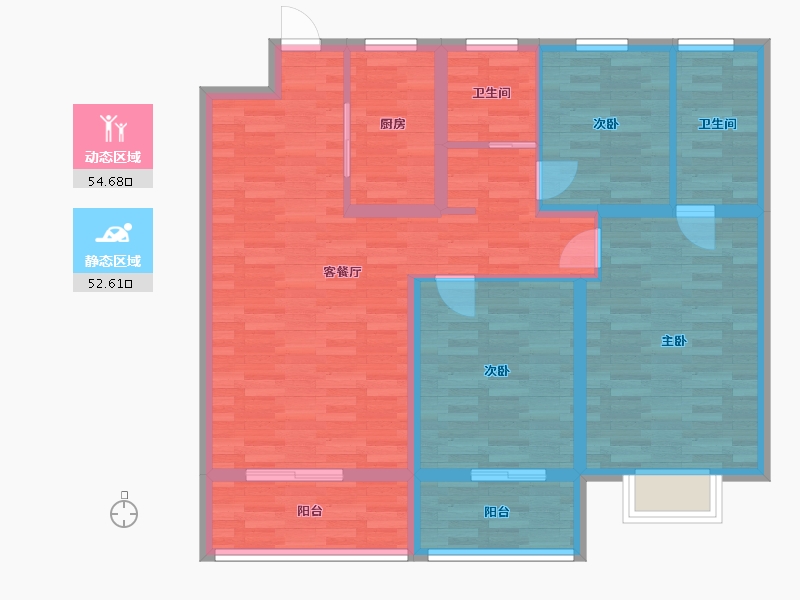 山东省-临沂市-喜园-94.71-户型库-动静分区