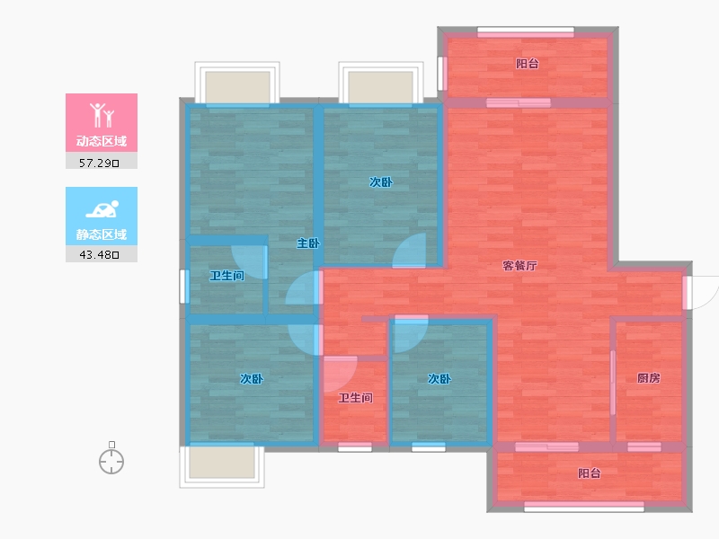 福建省-漳州市-诏安县碧桂园天玺-87.65-户型库-动静分区