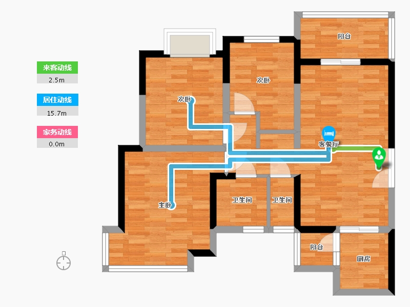 四川省-成都市-东韵雅园-74.99-户型库-动静线