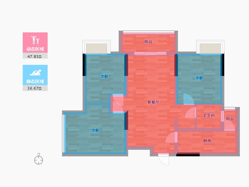 四川省-内江市-世茂璀璨悦府-74.03-户型库-动静分区