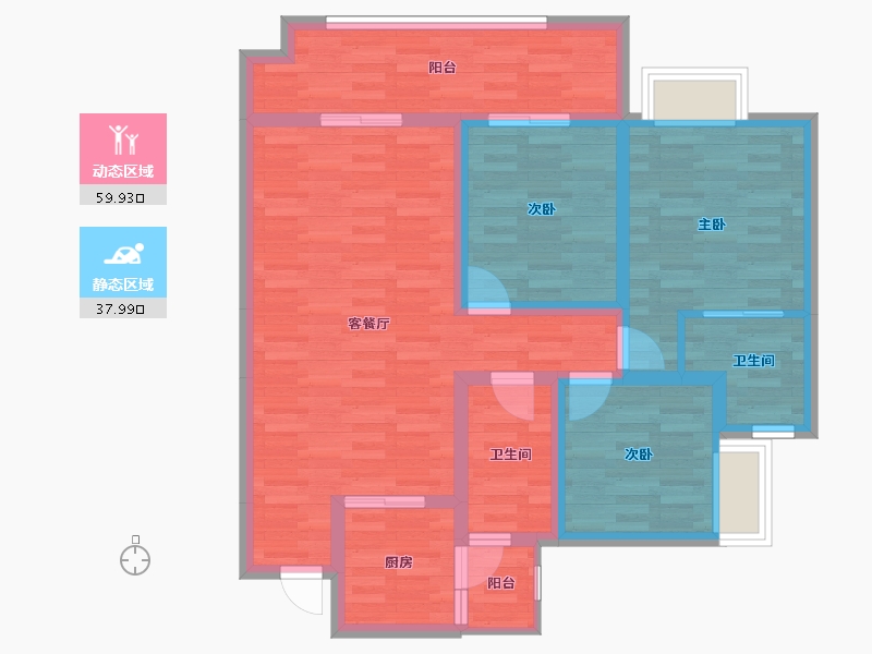 四川省-巴中市-康鹏・中央城邦-85.24-户型库-动静分区