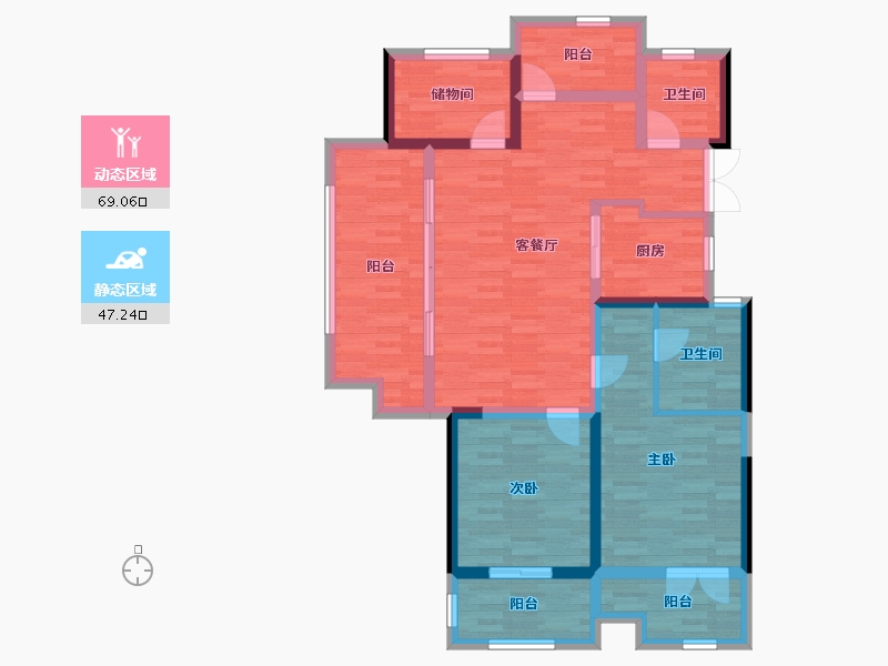 浙江省-嘉兴市-滨江万家花城-103.41-户型库-动静分区