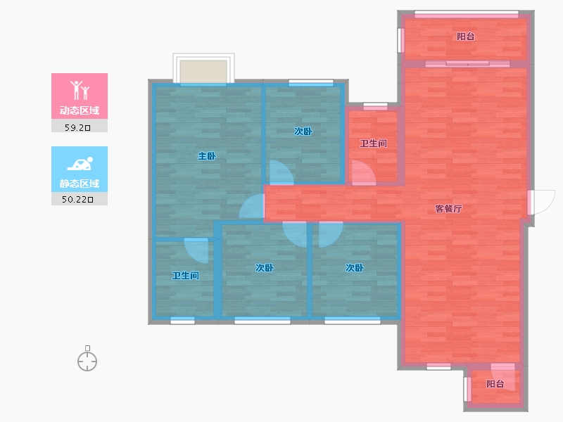 广西壮族自治区-崇左市-上海公馆-98.68-户型库-动静分区