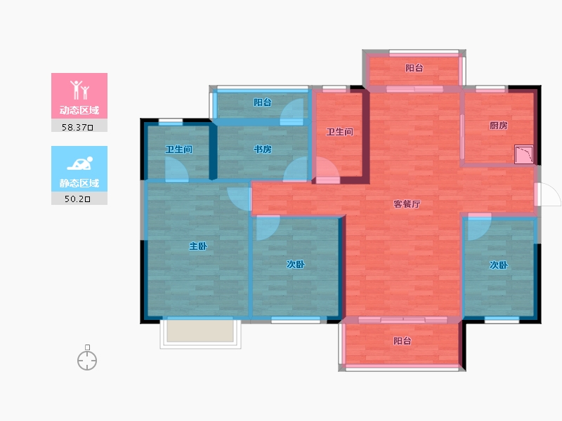 湖南省-长沙市-保利香槟国际-96.56-户型库-动静分区