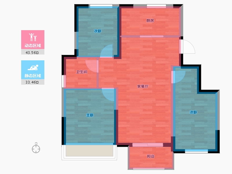 天津-天津市-绿地新里栖湖公馆-69.07-户型库-动静分区