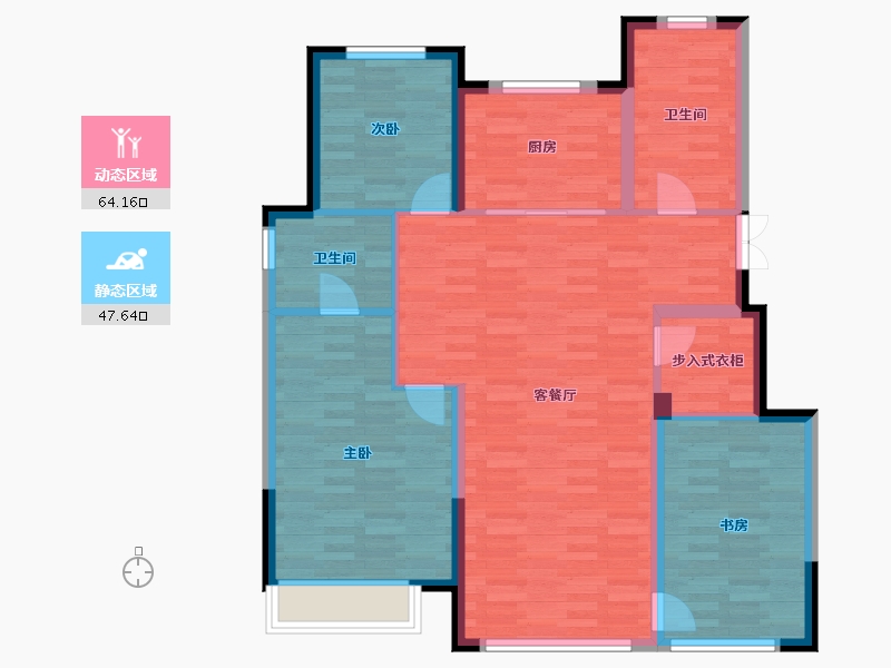 辽宁省-沈阳市-龙湖舜山府-101.41-户型库-动静分区