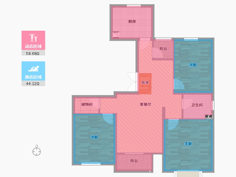 河北省-廊坊市-东方美庭-91.10-户型库-动静分区