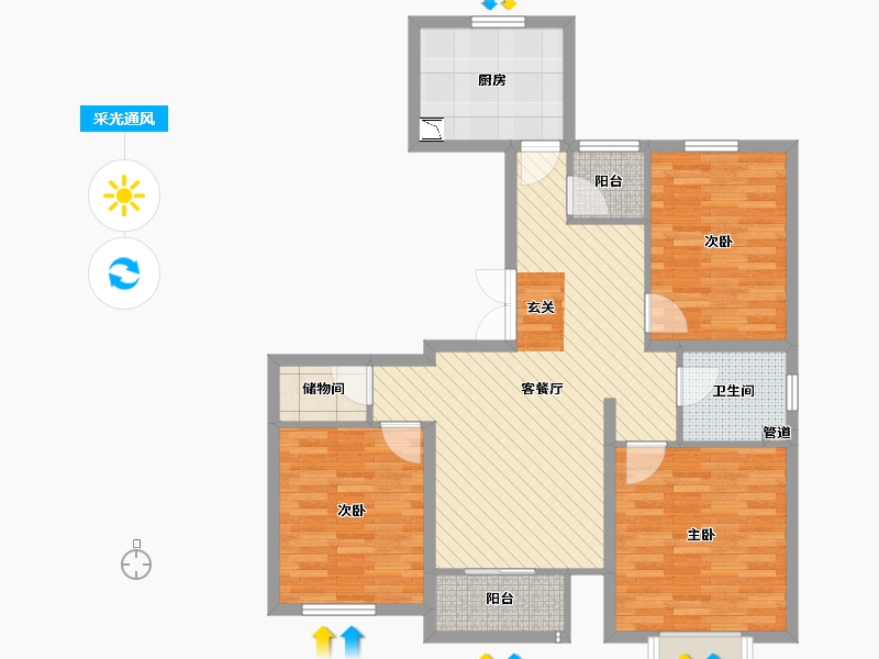 河北省-廊坊市-东方美庭-91.10-户型库-采光通风