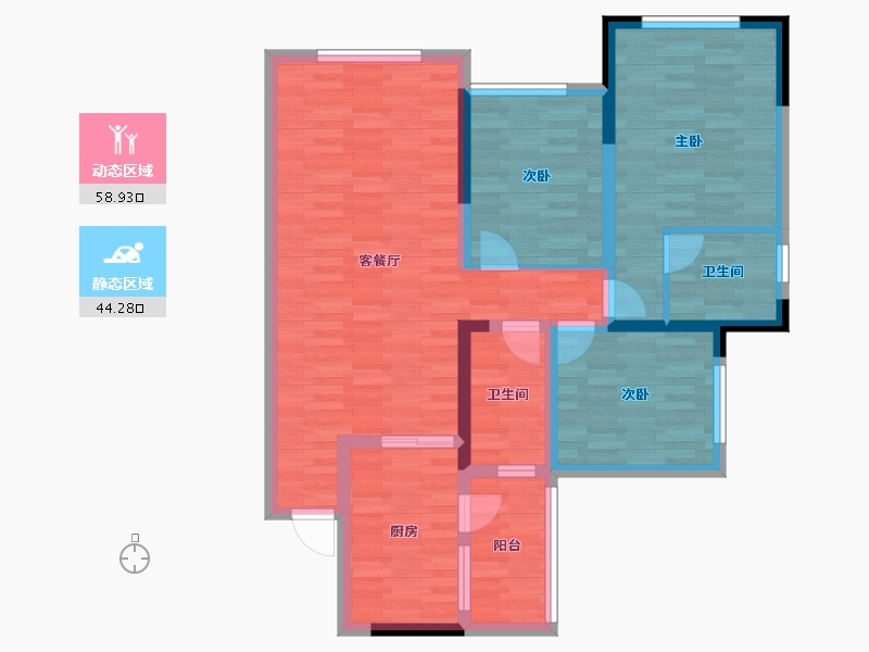 四川省-绵阳市-长虹天樾-91.59-户型库-动静分区