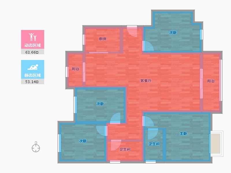 河南省-新乡市-嘉祥名郡-103.13-户型库-动静分区