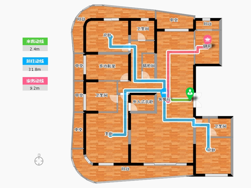 江苏省-泰州市-天禄湖壹号-214.96-户型库-动静线