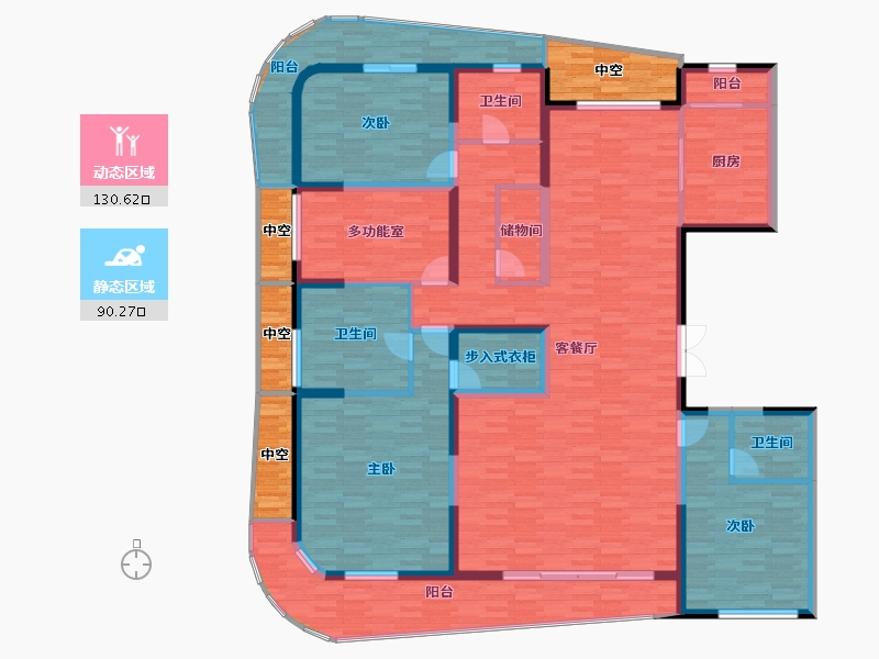 江苏省-泰州市-天禄湖壹号-214.96-户型库-动静分区