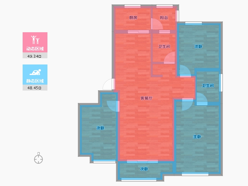 天津-天津市-富兴御园-86.75-户型库-动静分区