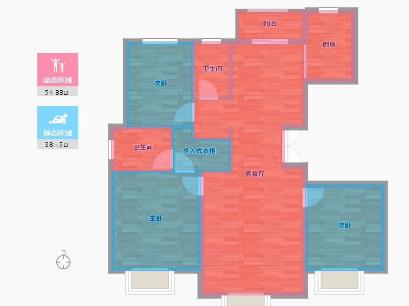 新疆维吾尔自治区-乌鲁木齐市-撒那河畔-84.06-户型库-动静分区