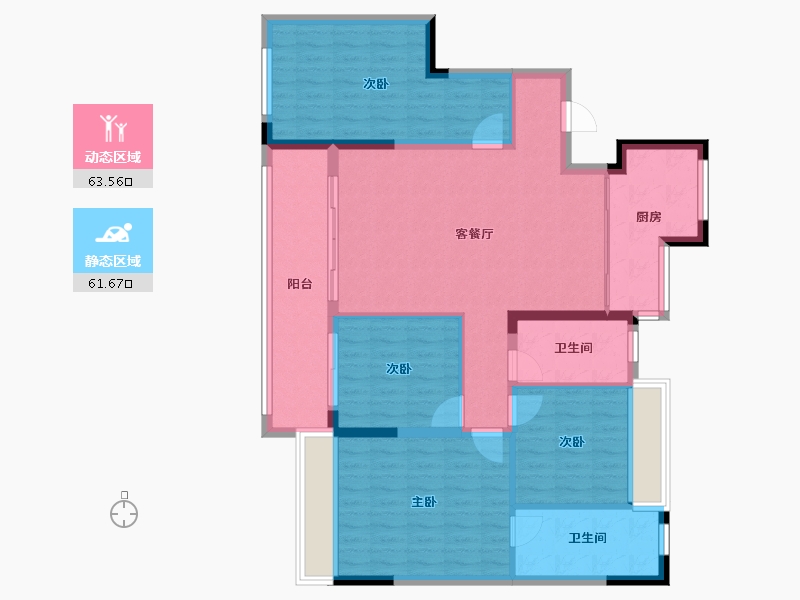 江苏省-无锡市-龙湖天璞-113.40-户型库-动静分区