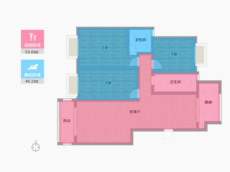 河南省-焦作市-广电花园-93.65-户型库-动静分区