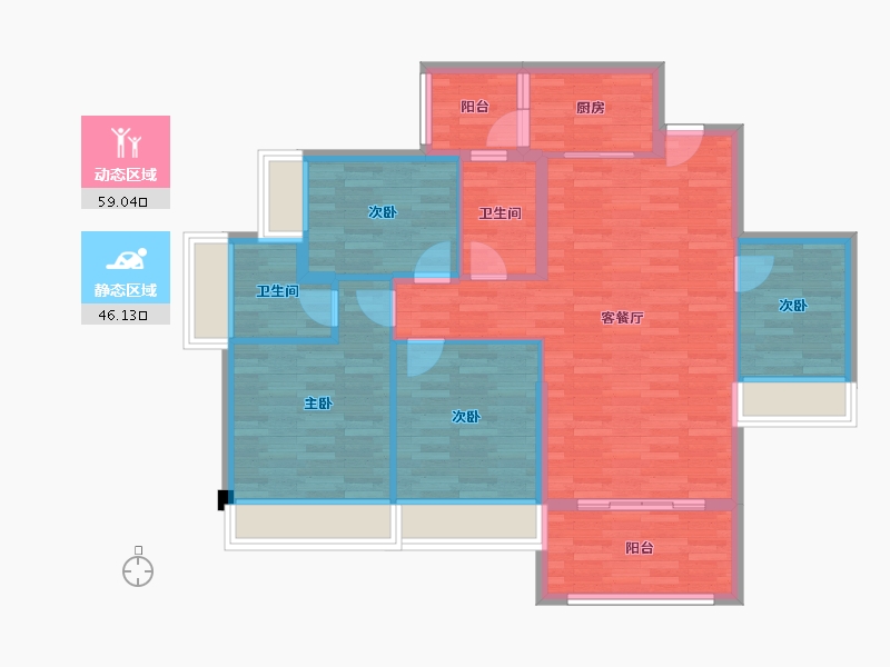 广东省-湛江市-御福嘉园-94.56-户型库-动静分区