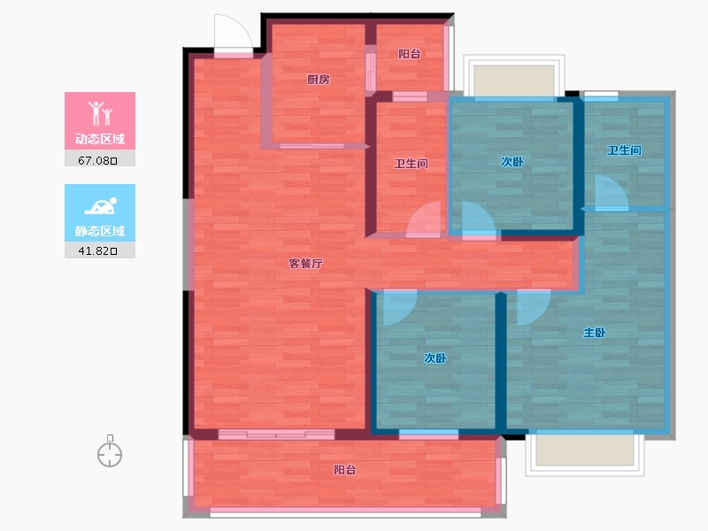 湖北省-宜昌市-中建・宜昌之星-96.78-户型库-动静分区