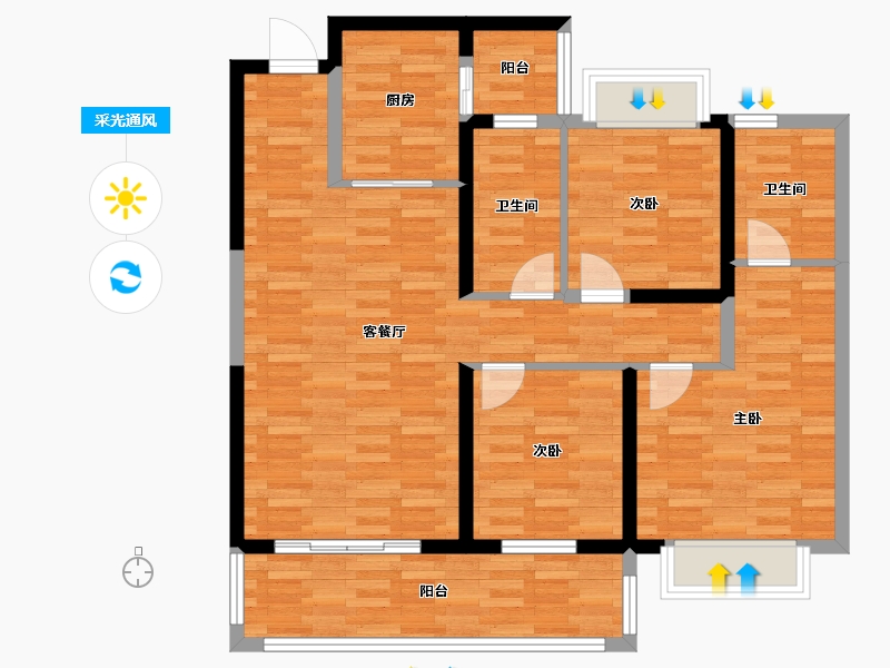 湖北省-宜昌市-中建・宜昌之星-96.78-户型库-采光通风