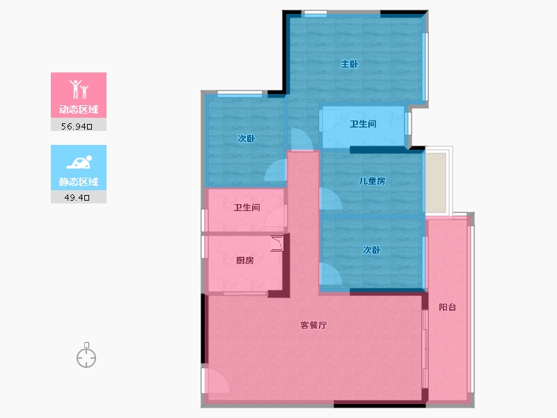 广东省-中山市-海伦时光-95.87-户型库-动静分区