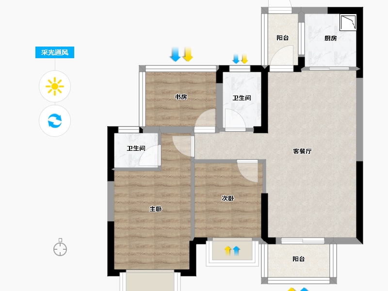 广西壮族自治区-南宁市-江宇都会明珠-64.85-户型库-采光通风