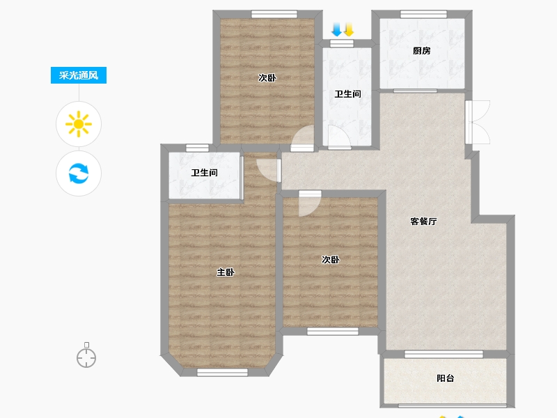 江苏省-扬州市-金沙美第-100.00-户型库-采光通风