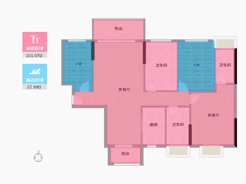 广东省-云浮市-碧桂园领誉-113.10-户型库-动静分区