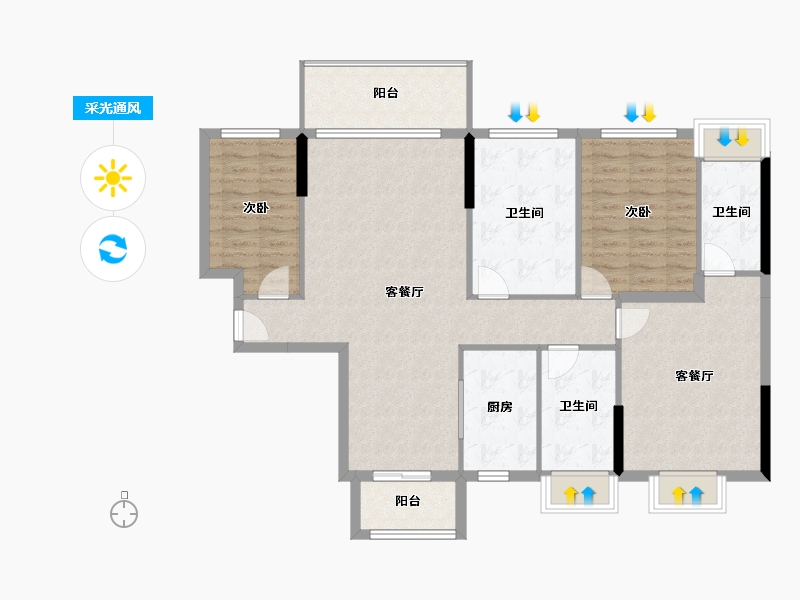 广东省-云浮市-碧桂园领誉-113.10-户型库-采光通风