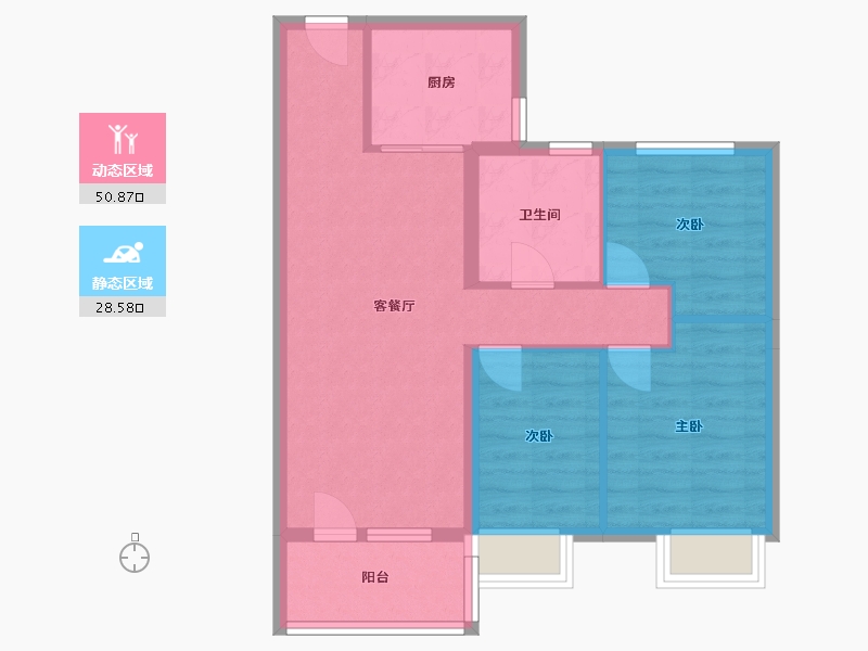 黑龙江省-哈尔滨市-碧桂园·华美上城-70.95-户型库-动静分区