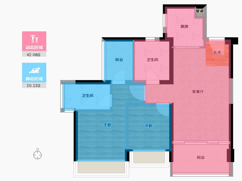 广东省-深圳市-鸿荣源・壹成中心璞誉府-64.25-户型库-动静分区