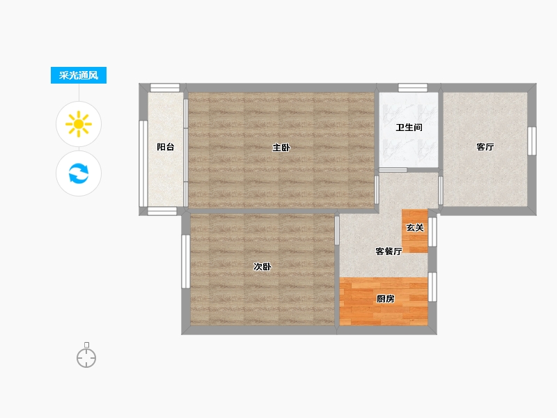 上海-上海市-新北小区-54.07-户型库-采光通风