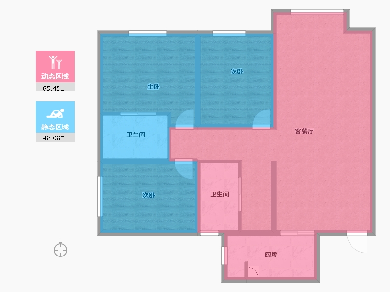 新疆维吾尔自治区-巴音郭楞蒙古自治州-56号小区-101.76-户型库-动静分区