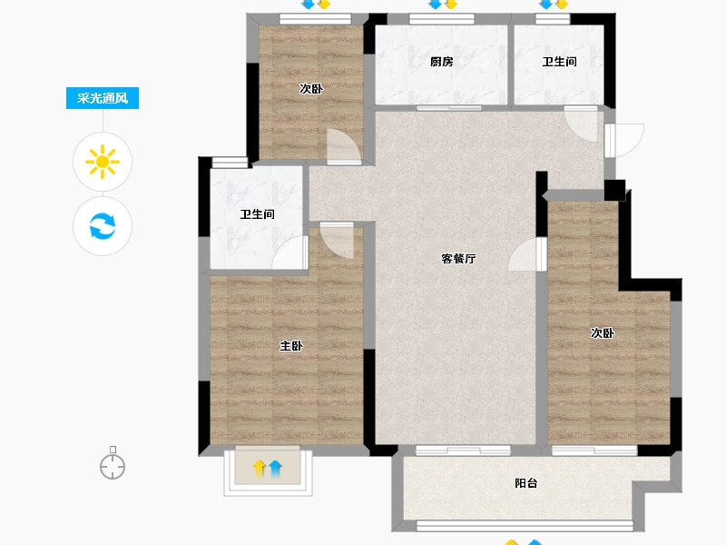 江苏省-苏州市-东原阅镜-79.81-户型库-采光通风