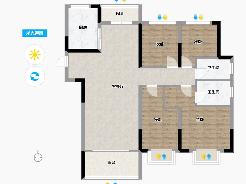 江西省-九江市-保利八里翡翠-101.01-户型库-采光通风