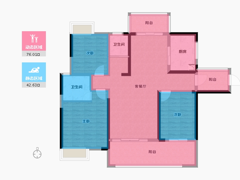 湖南省-永州市-金龙绿城-105.25-户型库-动静分区