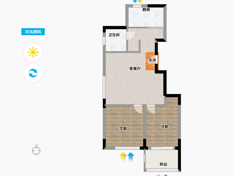 浙江省-宁波市-东城官邸-62.40-户型库-采光通风