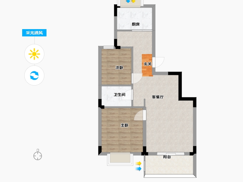 浙江省-宁波市-东城官邸-68.80-户型库-采光通风