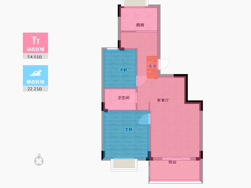 浙江省-宁波市-东城官邸-68.80-户型库-动静分区