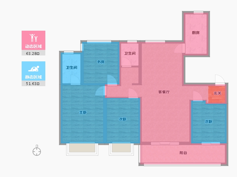 浙江省-宁波市-中海凤凰熙岸-102.06-户型库-动静分区