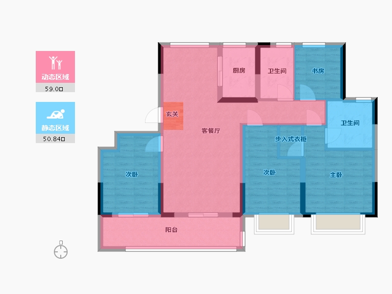 浙江省-宁波市-臻和院-97.89-户型库-动静分区