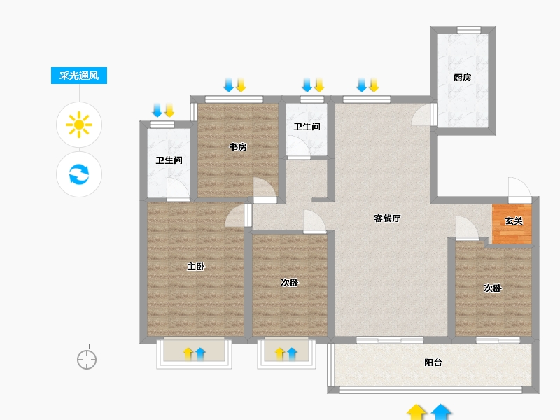 浙江省-宁波市-中海凤凰熙岸-102.06-户型库-采光通风