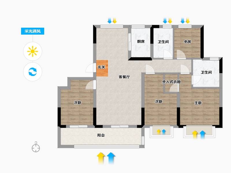 浙江省-宁波市-臻和院-97.89-户型库-采光通风